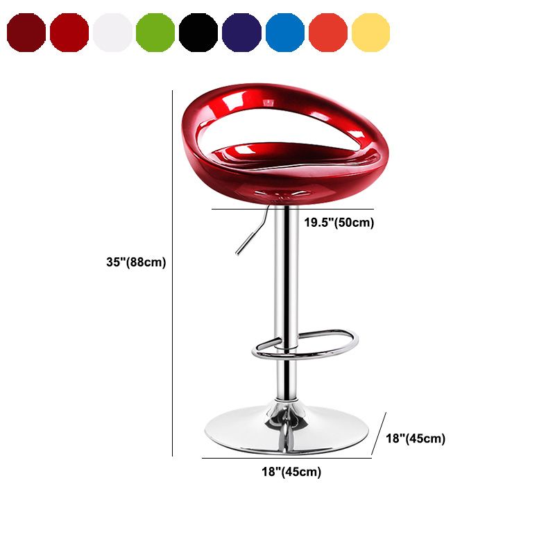 Contemporary Metal Barstool Adjustable Plastic Counter Stool in Matte Finish for Indoor