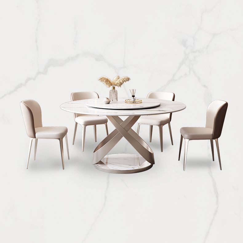 Modern Style 1/4/5/7 Pieces Furniture Round Stone Dining Set in White