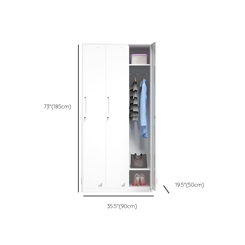 35.5"L x 19.5"W x 73"H White Wardrobe Armoire with Garment Rod Steel Wardrobe Cabinet