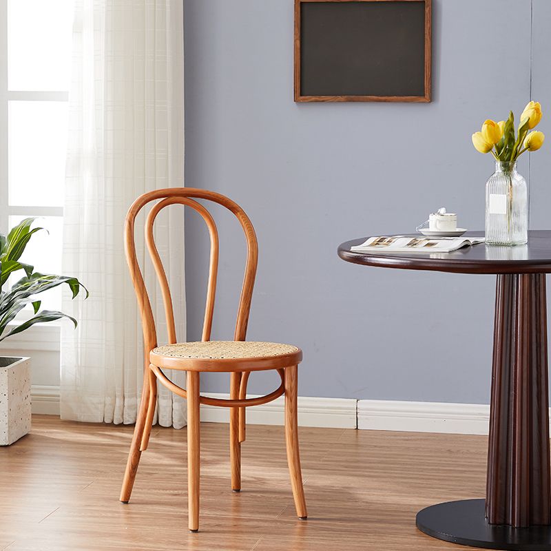 Silla de comedor de madera de estilo campestre, silla lateral de comedor con respaldo abierto para uso doméstico