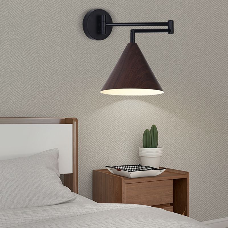 Modern Wooden Wall Lamp 1-Light Wall Light Sconce for Bedroom