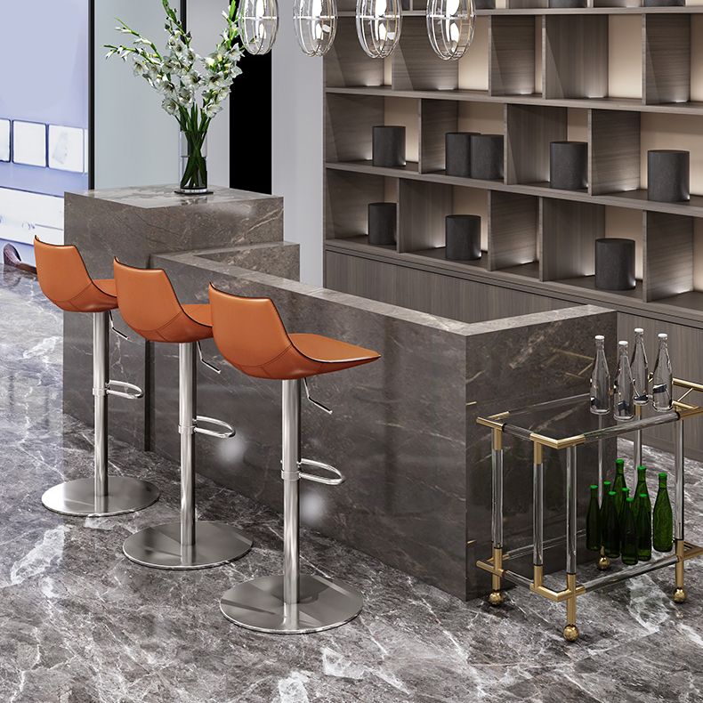 Adjustable Bar Stool Leather Backrest Bar Stools for Living Room