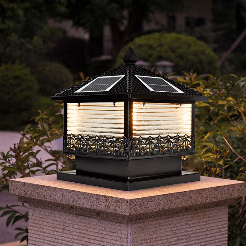 Contemporary Pillar Lighting Creative LED Solar Lighting Fixture for Backyard