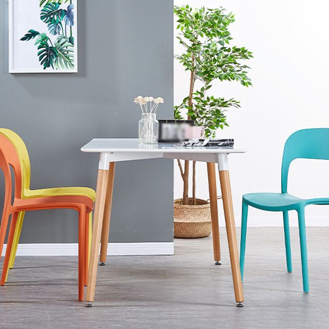 Scandinavian Armless Dining Chairs Plastic Indoor Open Back Side Chair
