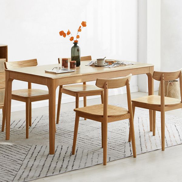 Mesa de comedor marrón de estilo moderno, mesa de comedor rectangular de madera maciza de 4 patas para el hogar