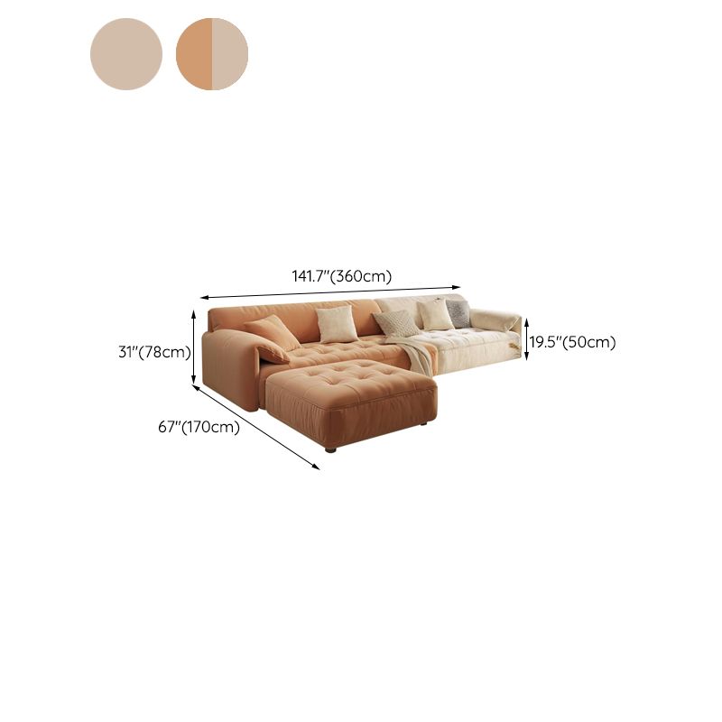 Pillow Top Arm Sectional Sofa in Solid Wood with Cushion Back