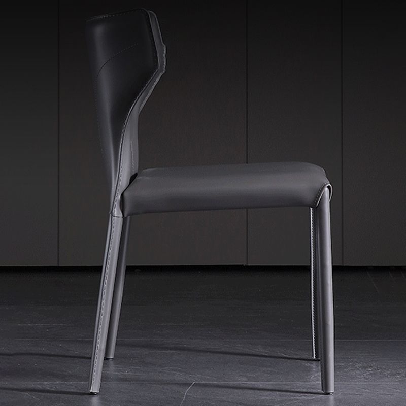 Contemporary Leather Dining Chair Armless Wingback Side Chair
