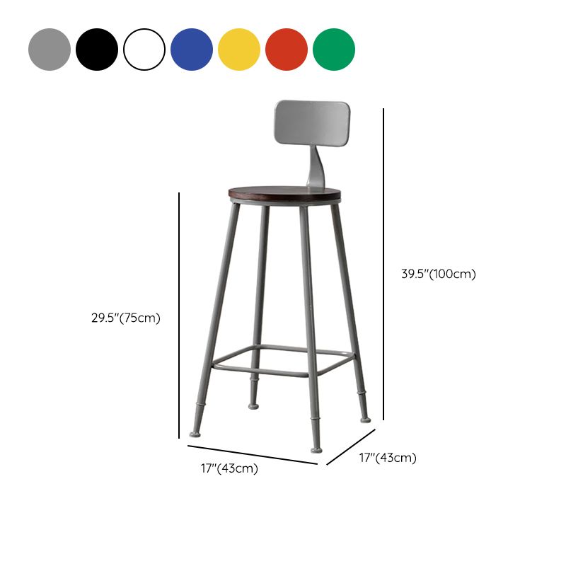 Modern Armless Backrest Counter Stool Iron Bar Stool with Pedal for Milk Tea Shop