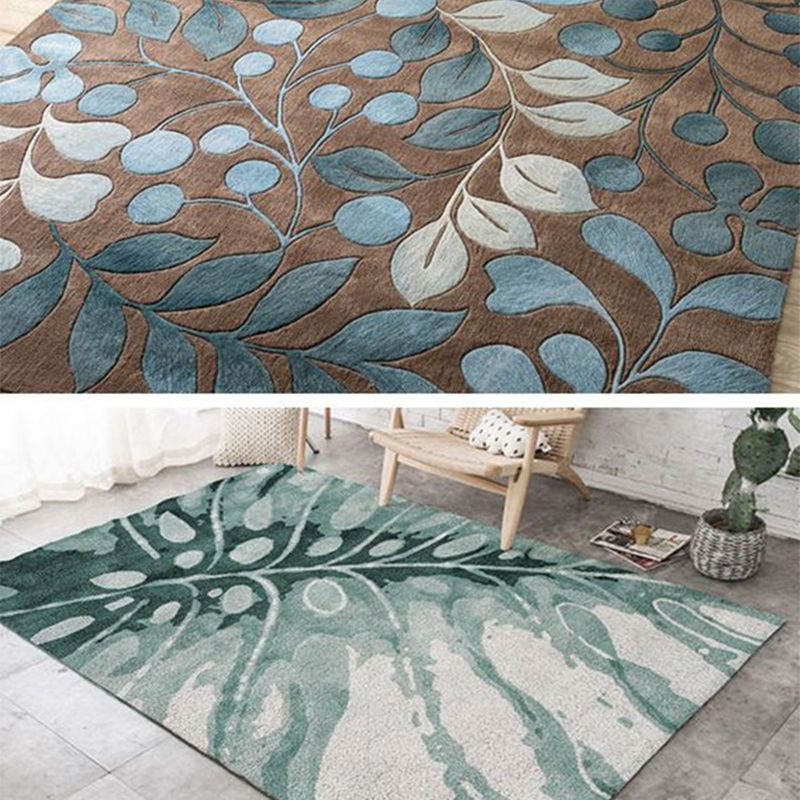 Multicolor Cottage Rug Polyster Plant Printed Indoor Rug Pet Friendly Easy Care Washable Area Carpet for Room