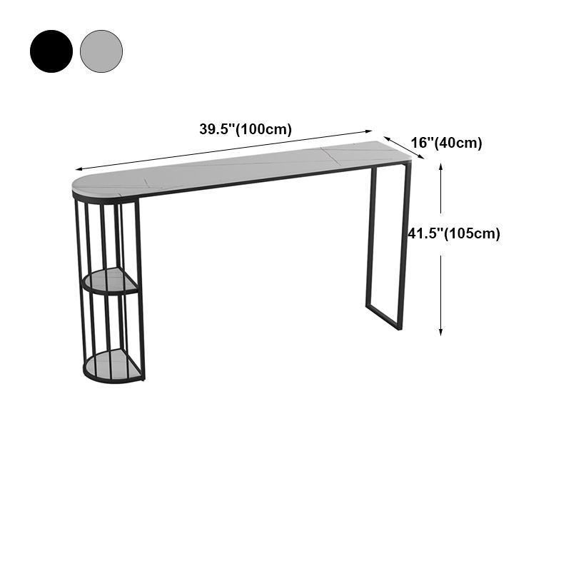 Modern Bar Dining Table Indoor Bar Height Table with Shelves 42-Inch Top in Black