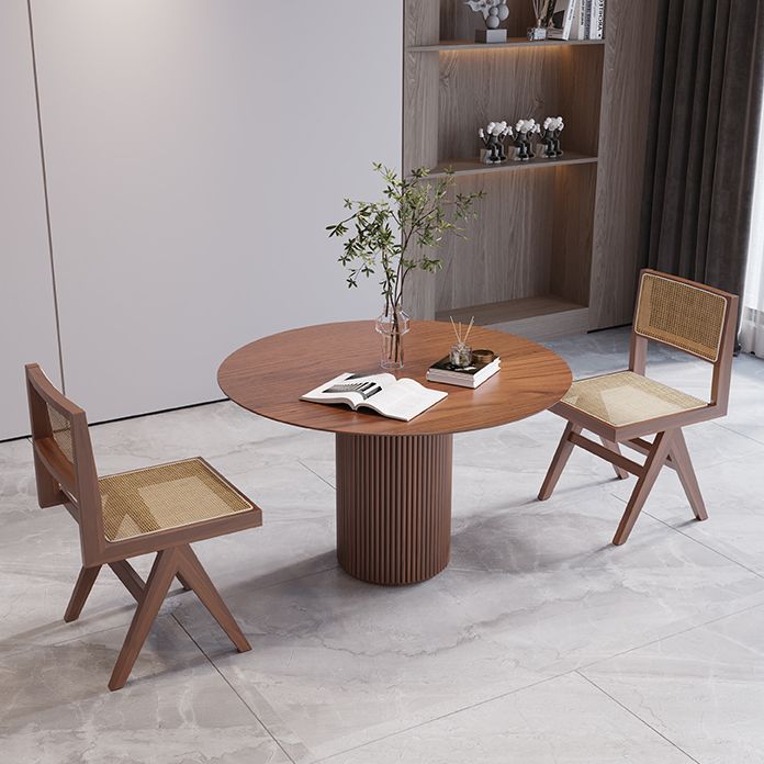 Solide houten ronde tafel voor restaurant moderne houten tafel met voetstukbasis
