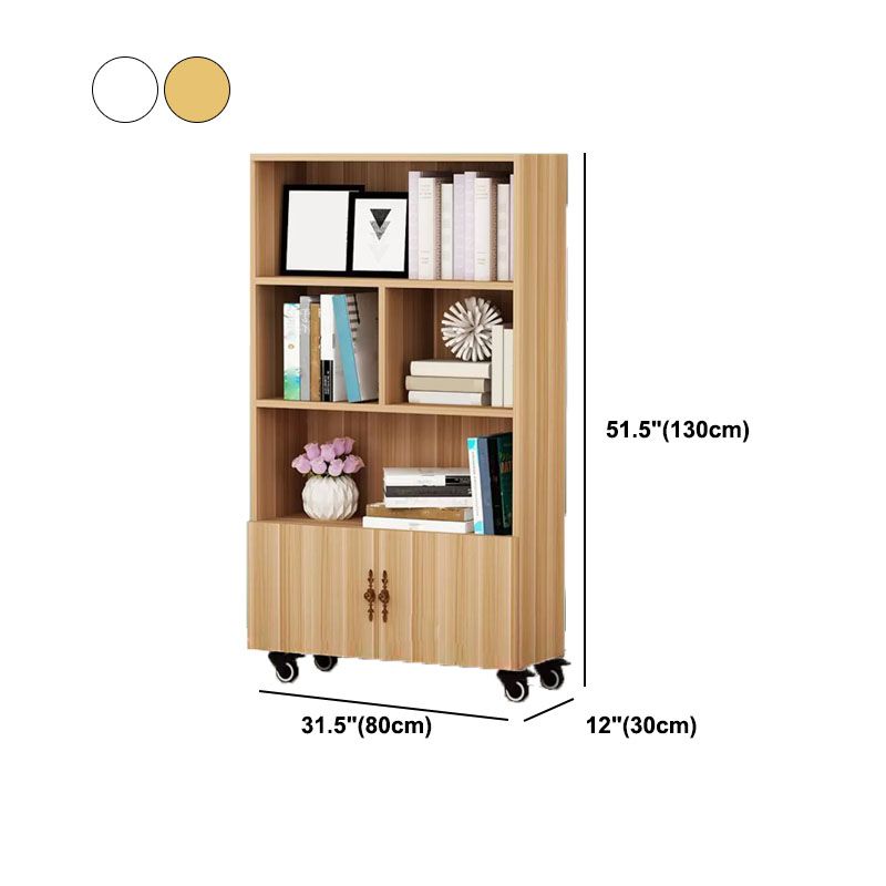 Contemporary Standard Bookcase Vertical Closed Back Bookshelf with Wheels