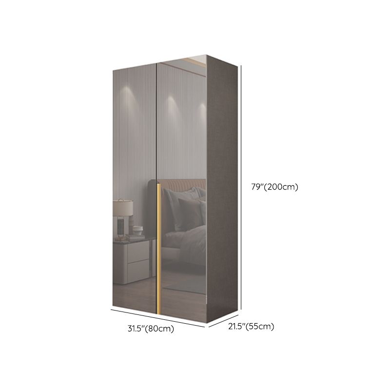 White Paint Light Luxury Wooden Wardrobe with Shelves and Sliding Door