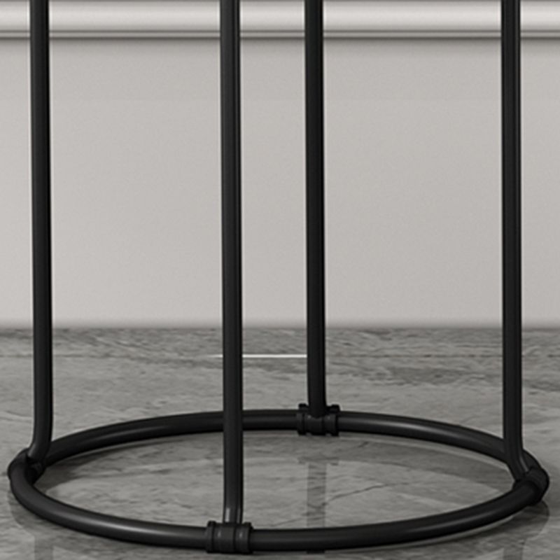 Modern Ottoman Leather Upholstered Tear Resistant Round Ottoman with Chair Legs