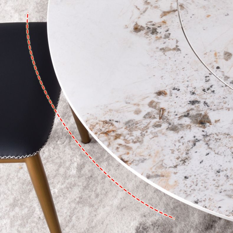 Glam Sintered Stone Dining Table Round Dinner Room Table with Pedestal Base