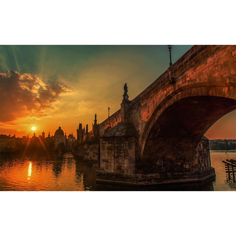 Stone Bridge Architecture Wall Mural Stain Resistant for Bedroom