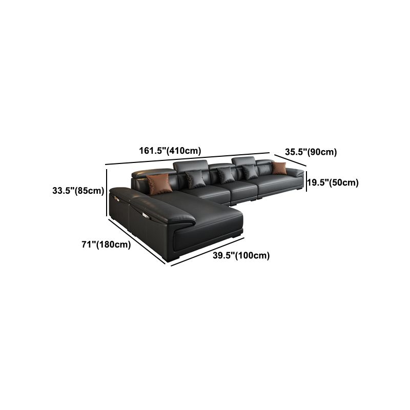Modern Adjustable Sectional in Black Pillow Top Arm Sectional