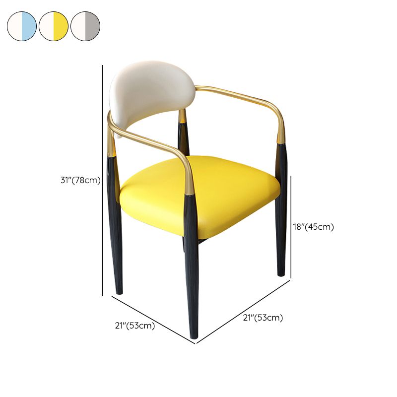 Contemporary Upholstered Arm Chair Home Metal Legs Dining Chair