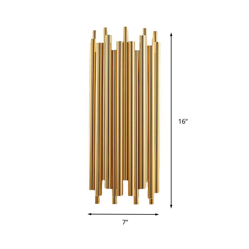 16"/19.5" Wide Pipe Sconce Light Traditionary Metal 4 Heads Gold Wall Lamp Fixture for Living Room