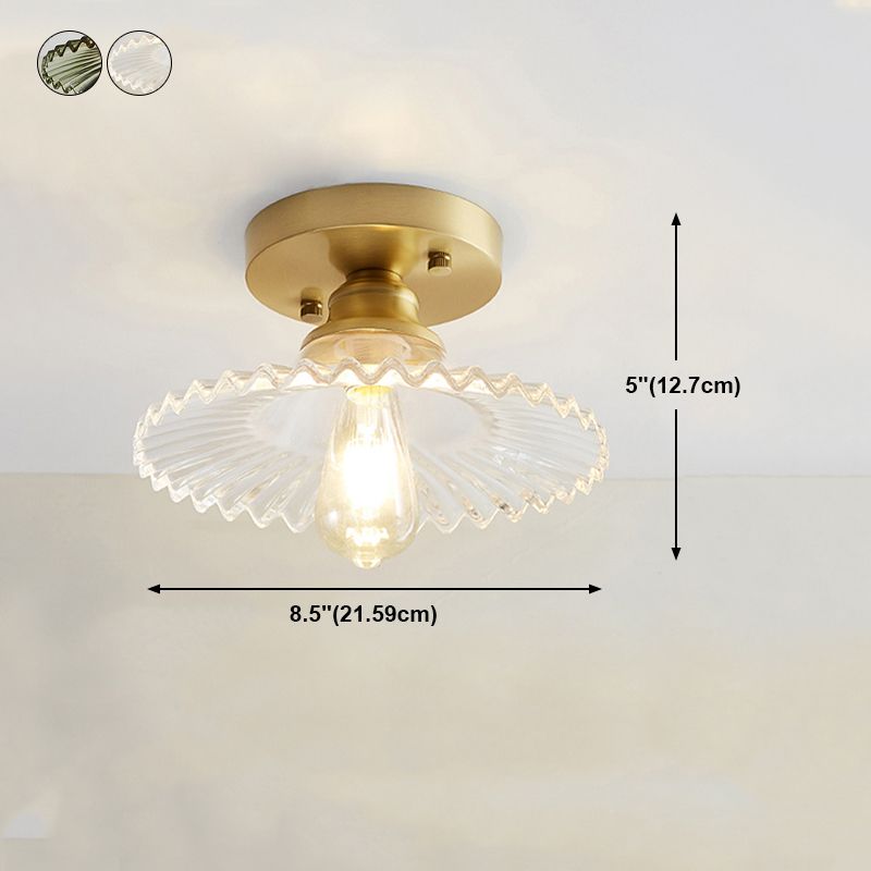 Shaded Aisle Semi Flush Mount Lighting Glass Minimalist Semi Flush Ceiling Light in Gold