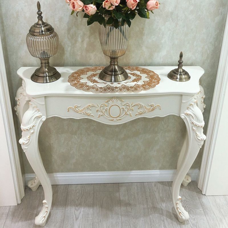 Free Form Shape Contemporary Console Table Wood Console Sofa Table in White
