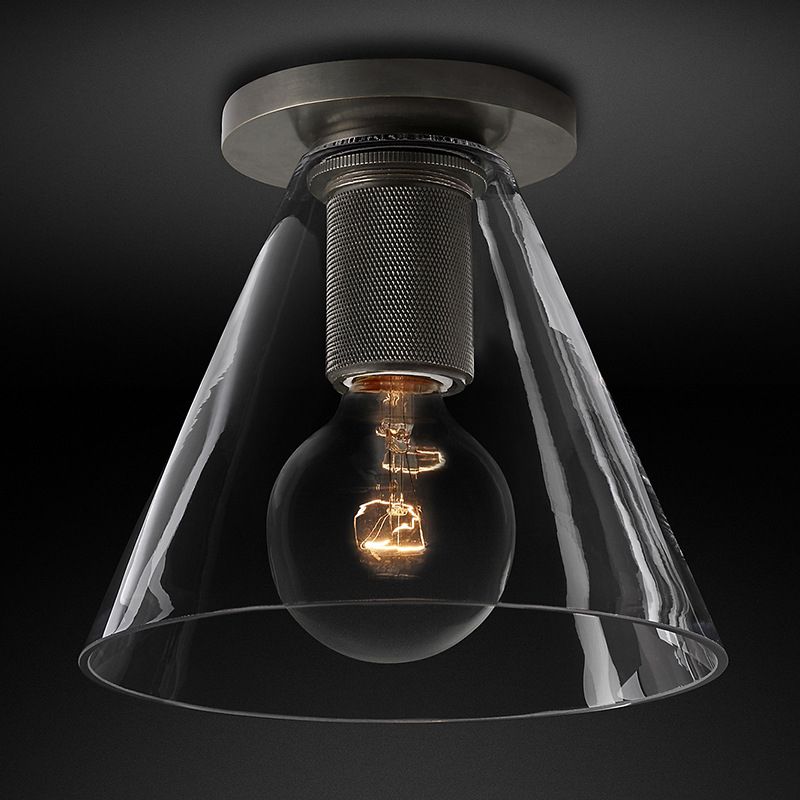 Moderne, beknopte geometrische inbouw smeedijzeren plafondlamp met helderglazen kap