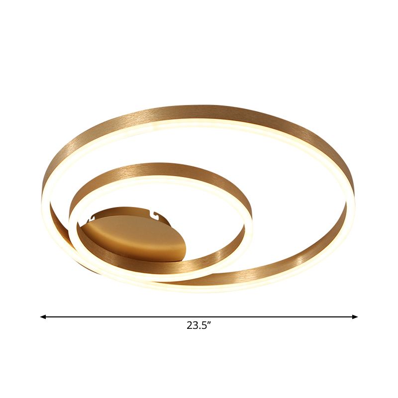 Double Circle Bedroom Flush Mount Light Acrylic Simplicity Small/Large LED Ceiling Lighting in Gold, Warm/White Light