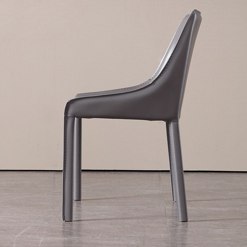 Contemporary Metal Dining Room Chair Arm Leather Side Chair for Dining Room