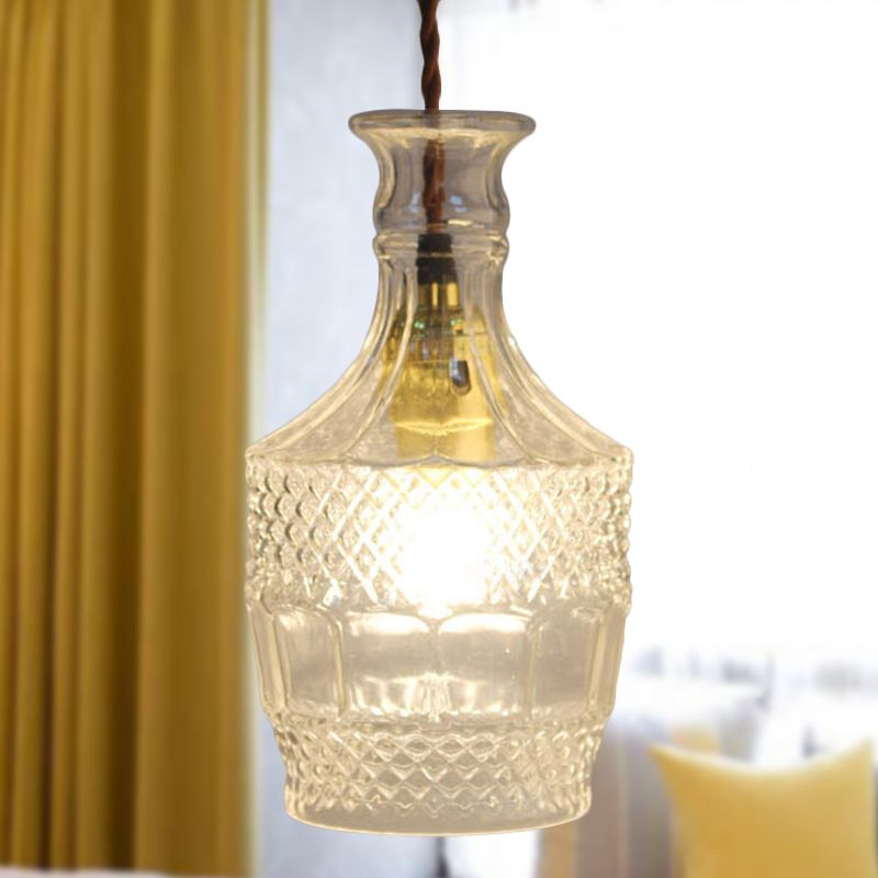 Clear Prism Glass Bottle Pendant Light Fixture Modern 1 Light Hanging Ceiling Light for Dining Room