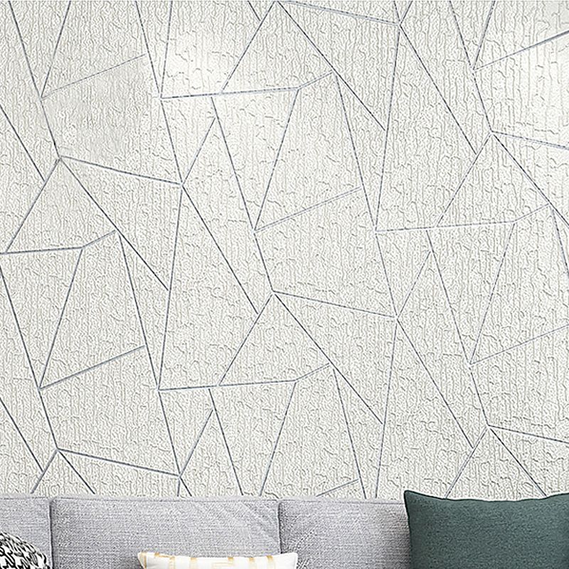 Flock Wallpaper Triangle Pattern Teenage Bedroom Non-Pasted Wall Covering, 54.2-sq ft