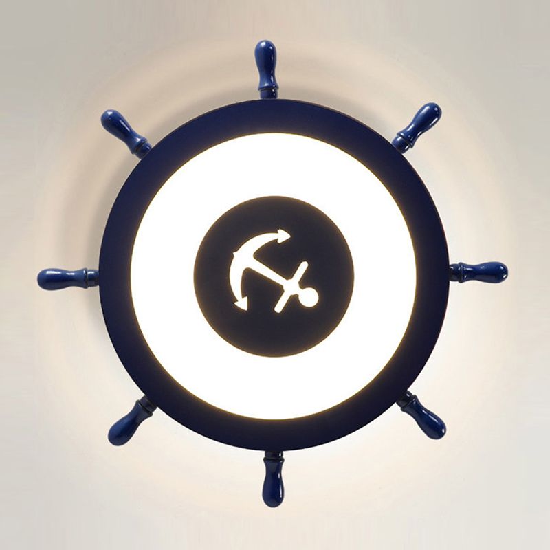Circular Shape LED Ceiling Lamp Kids Style Iron 2 Lights Flush Mount for Bedroom