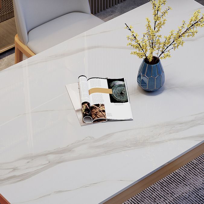 Mid-Century Modern Dining Table Stone Top Natural Finish Legs Dinner Table without Chair