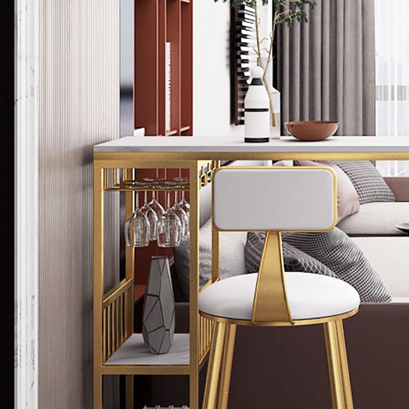 Glam Style Cocktail Bar Table 42-inch Height Metal Base Bar Storage Table