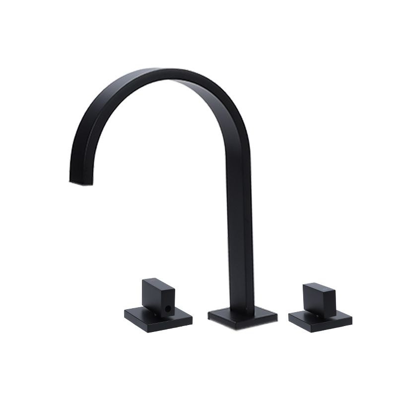 Modern 3 Holes Faucet Solid Color Knob Handle Gooseneck Widespread Faucets for Bathroom