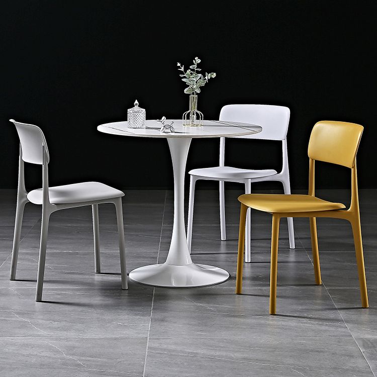 Modern Style Plastic Dining Chairs Open Back Dining Stackable Side Chairs for Kitchen