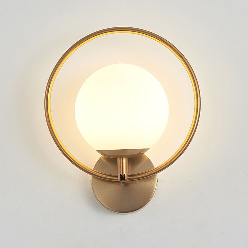 1-Light Oval Wall Sconce Modern Simple Style Glass Wall Lighting in Gold