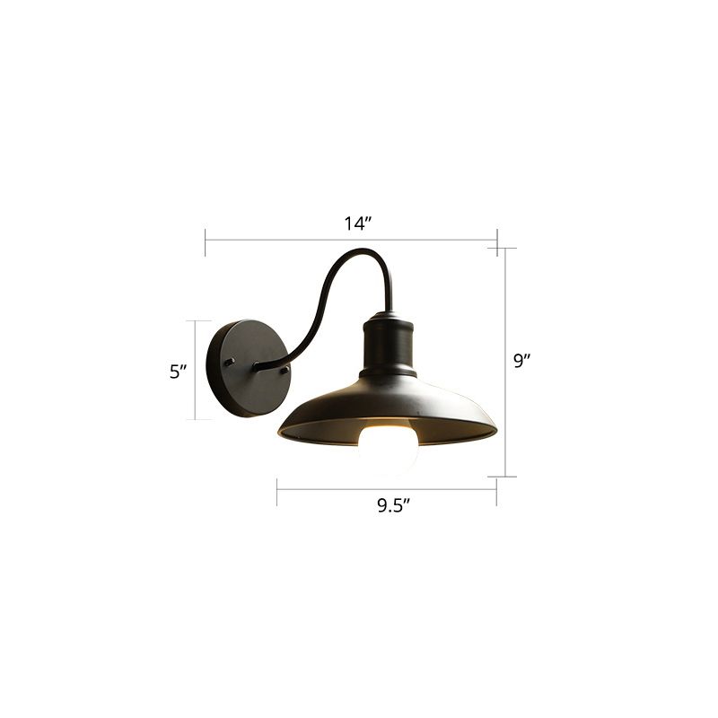 Barn Shade Outdoor Wall Lamp Industrial Metal 1 Bulb Gooseneck Wall Light Fixture