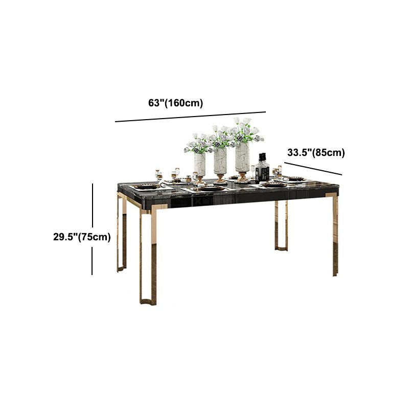 Rectangle Stone Top Dining Table Traditional Luxury Table with 4 Legs