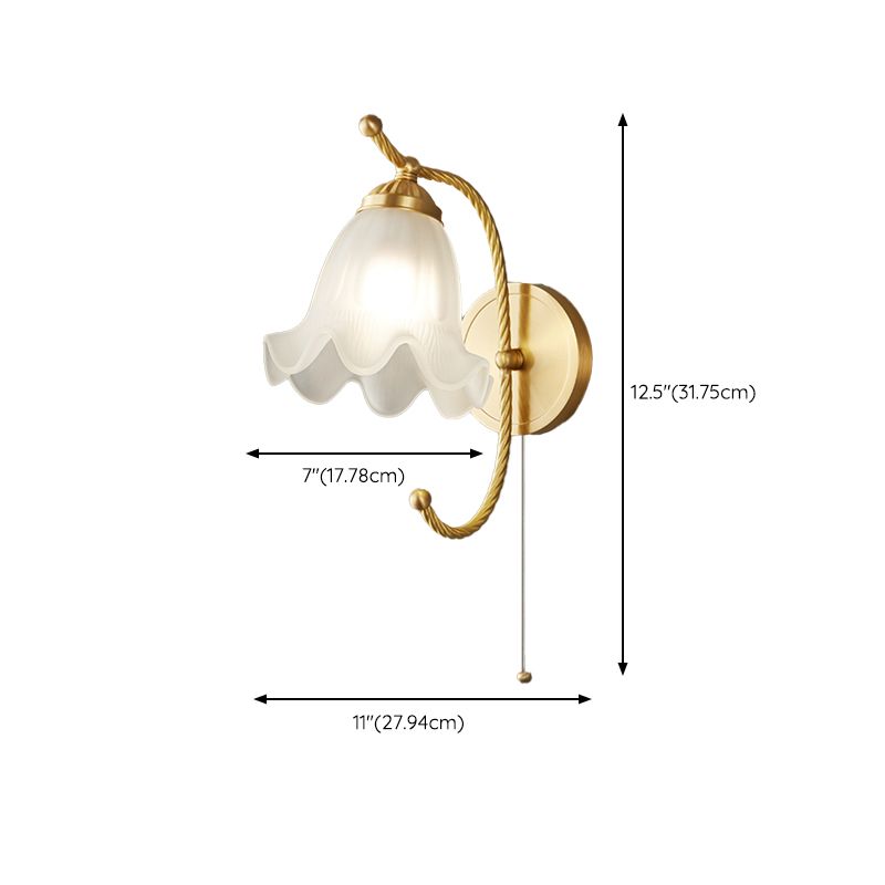 Glass Flower Shape Wall Lighting Modern Style 1 Light Wall Light Sconce in Gold