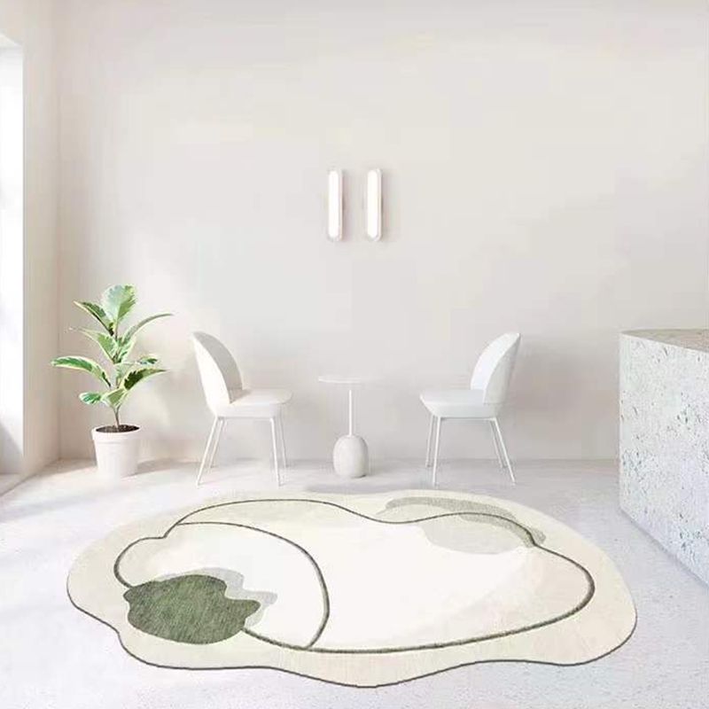 Green Line Rug Polyester Casual Area Rug Non-Slip Backing Rug for Drawing Room