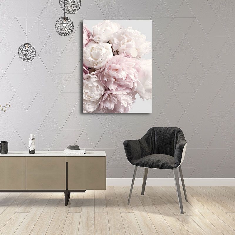 Romantic Peony Blossom Canvas for Bedroom Flower Print Wall Art Decor in Pastel Color