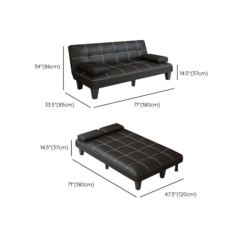 Faux Leather Pillow Top Arms /Armless Sleeper Sofa Bed Biscuit Back Convertible Sofas