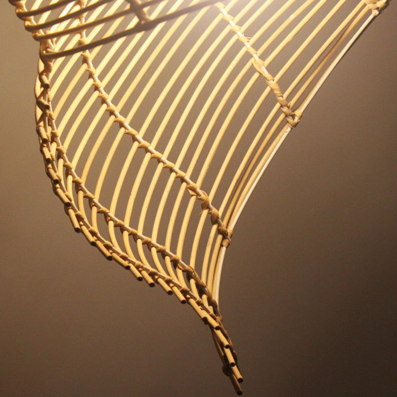 Spiralschale Rattan Decke hängen hell Asian asiatisch 1 Kopf Holz Down Beleuchtung Anhänger für Esszimmer