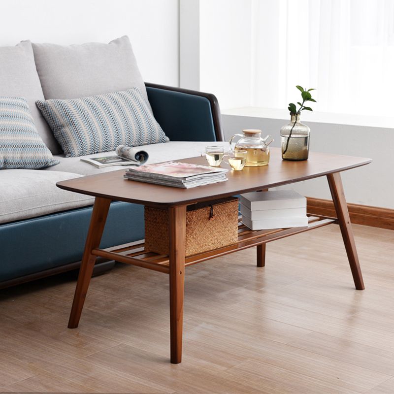 Rectangular Coffee Table with Walnut/wood-colored Top on 4-leg Base