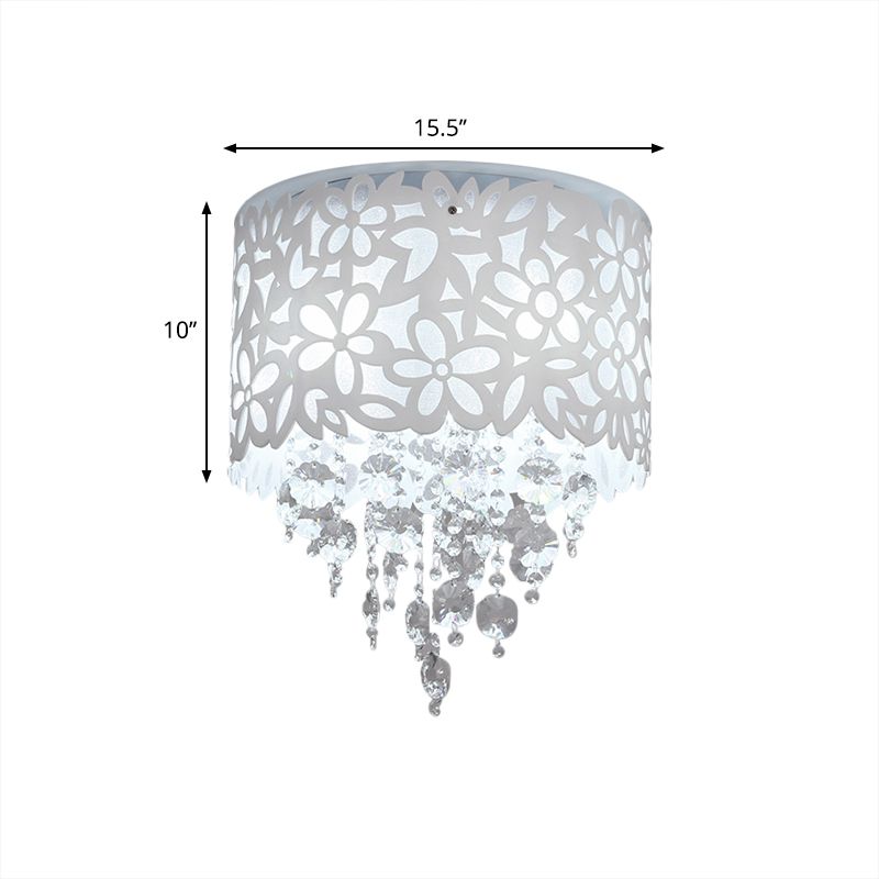 Cascade Ceiling Lighting Contemporary Bevel Crystal 4 Lights White Flush Mount Fixture for Bedroom