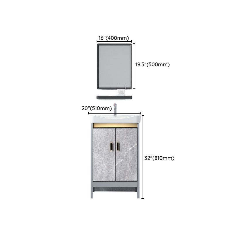 Modern Freestanding Vanity Sink Metal Bathroom Vanity Cabinet with Mirror Cabinet