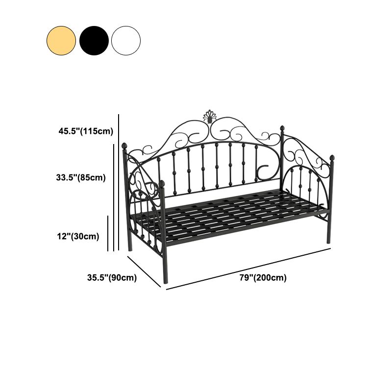 45.27" Metal DayBed with Headboard Low Profile Bed for Bedroom