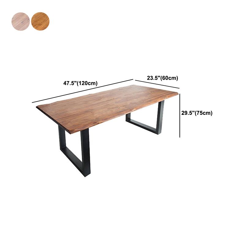 Rectangle Double Pedestal Industrial Dining Table Fixed Table of Solid Wood