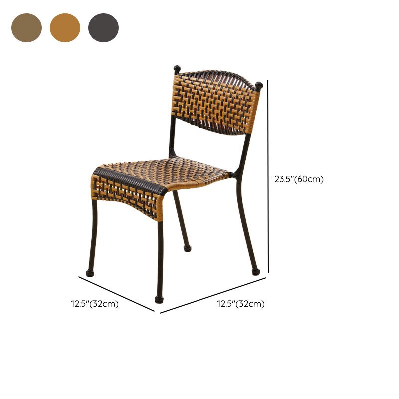 Tropical Dining Side Chair in Brown/Black Plastic with Open Back