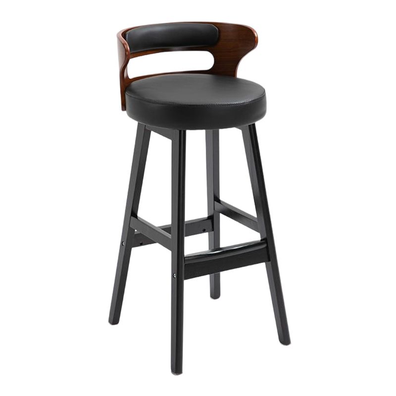 Industrial Style Low Back Bar-stool Wooden Bar Stool with Wooden Legs